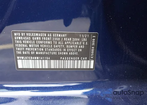 2022 Volkswagen Golf Gti 2.0T Se from USA, damaged, VIN WVWL87CD4NW141154